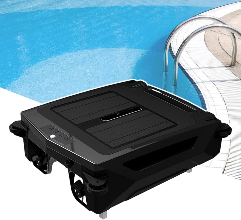 Automatic Solar Pool Skimmer Cleaner|24H Continuous Cleaning,Robotic Pool Face Cleaner,AI Path Optimization|Fault Alert Light|Equipped with Salt Chlorine Tolerant Motors