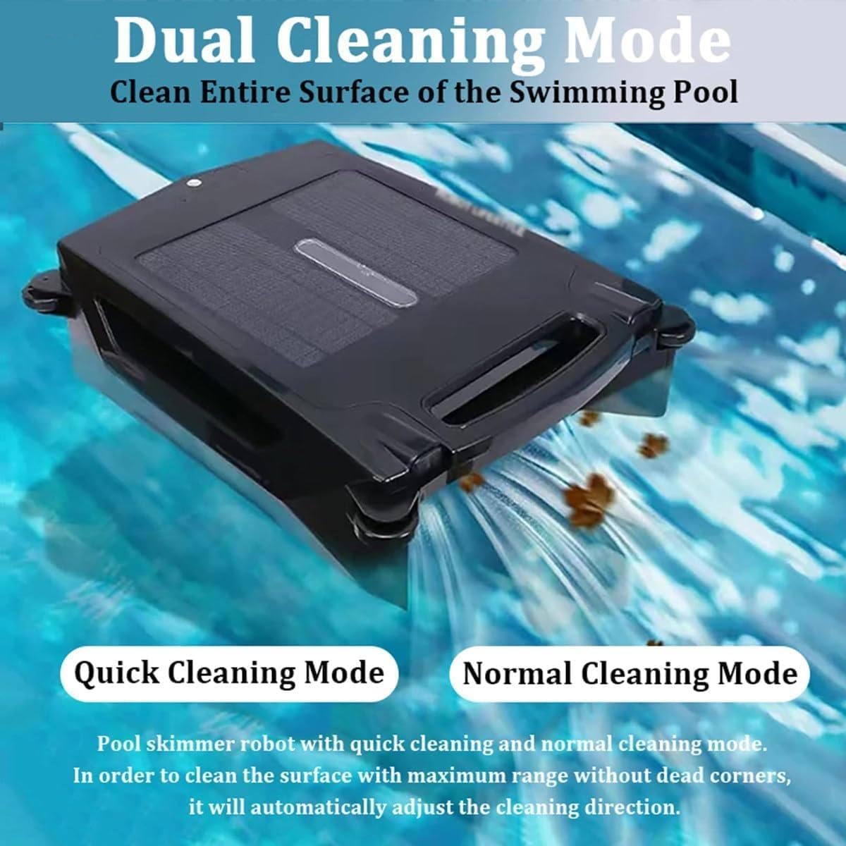 Solar Automatic Robot Pool Skimmer, Automatic Pool Vacuum Cleaner, Solar Powered Robotic Pool Skimmer, Path Optimization, Brushless Motor, Light Indication, for Above Ground Pool