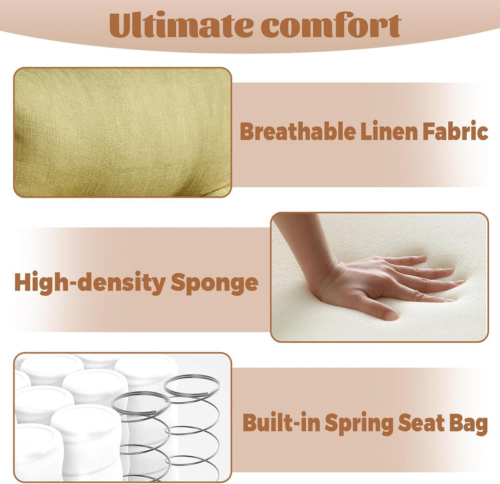 360° Swivel Floor Green Gaming Chair Linen Folding Lounge Sofa Chair with Adjustable Head and Waist, Armrests & Phone Holder, Padded Cushion Leisure Chairs for Living Room Bedroom