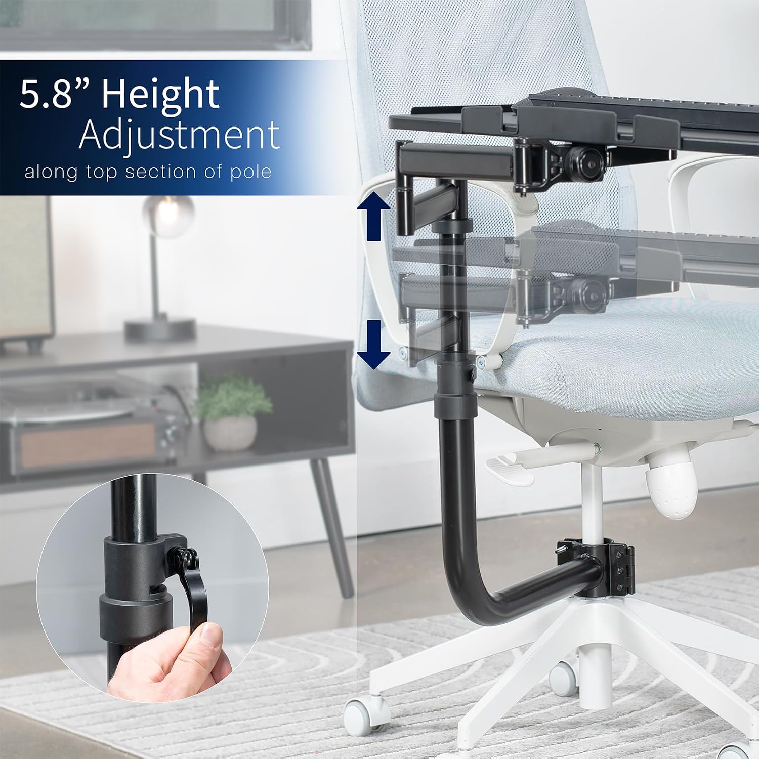 VIVO Office Chair Mounted 26 x 12 Inch Keyboard and Mouse Tray, Ergonomic Tilt, Full Motion 360 Degree Rotation, Black, MOUNT-KB18CP