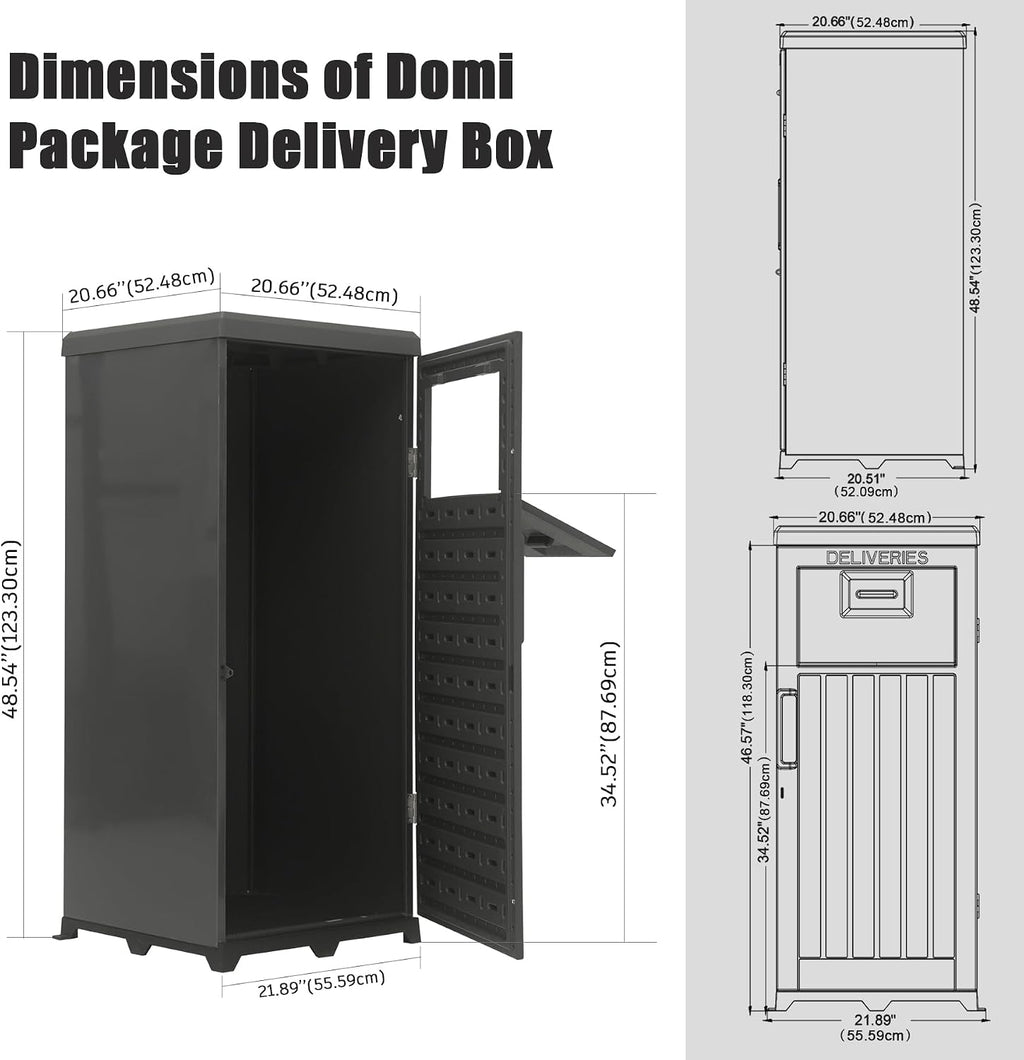 Domi Package Delivery Box for Outside, Large Parcel Drop Box with Lockable Secure, Waterproof Resin Storage Anti-Theft Outdoor Package Delivery for Porch, Curbside, House