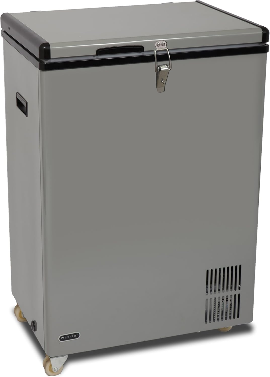 Whynter 95 Qt. Wheeled Portable Refrigerator / Portable Freezer for Travel - Chest Freezer / Fridge for Car, Camping, RVs & More, -8°F to 50°F Temperature Range, AC 110V/ DC 12V, FM-951GW, Gray