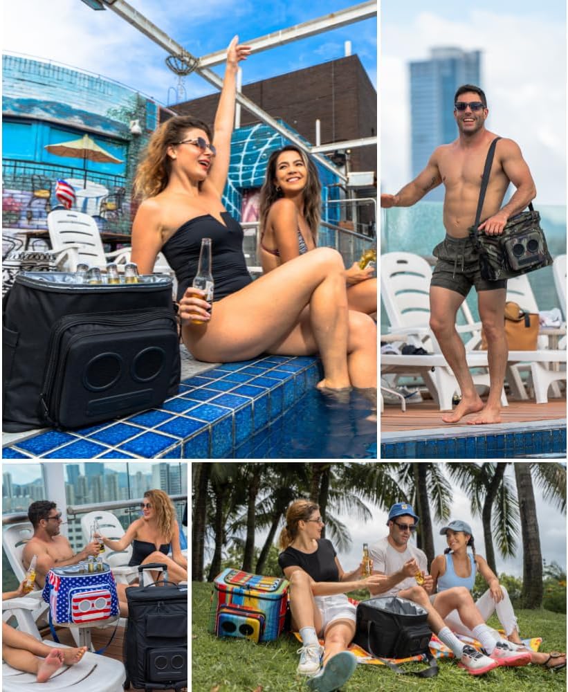 The #1 Cooler with Speakers on Amazon. 20-Watt Bluetooth Speakers for Parties/Festivals/Boat/Beach. Rechargeable, Works with iPhone & Android (Blue)