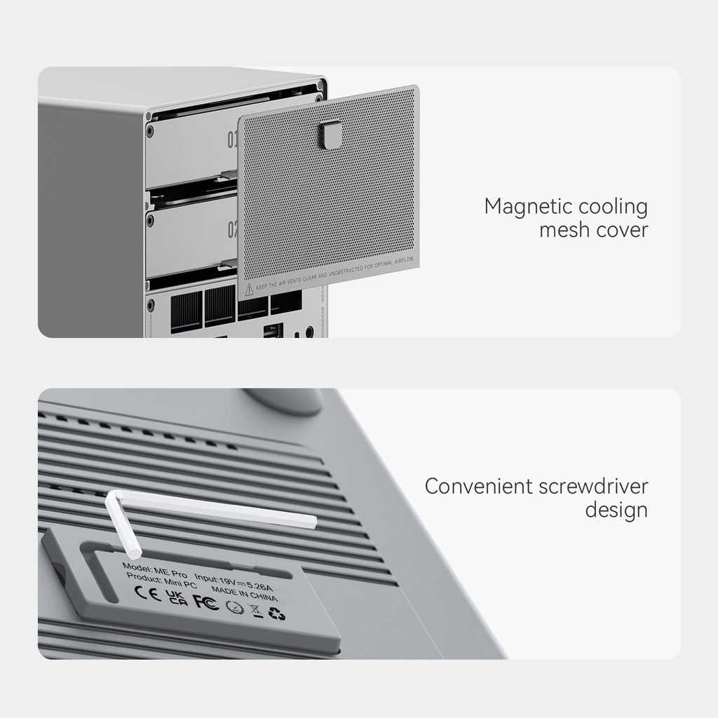 Beelink Mini PC, ME Pro 2 Hard Drive Bays NAS Intel N95 12G LPDDR5 128G M.2 PCIe 3.0 SSD, 3 x M.2 SSD Slots, Dual LAN/File Server/NAS Storage/Network Attached Storage/Private Cloud/Network Storage