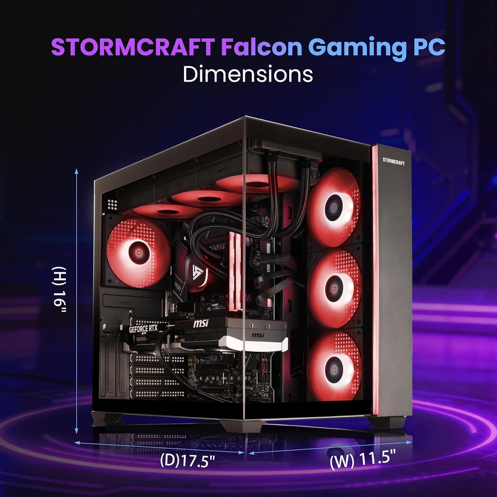 STORMCRAFT Falcon Gaming PC - AMD Ryzen 7 7800X3D up to 5.0GHz | RTX 5070 12GB GDDR7 | 32GB DDR5 RGB 6000MHz| 1TB NVMe Gen4 SSD | B850 Chipset | 360mm AIO | 850W Gold PSU | Win 11 Home