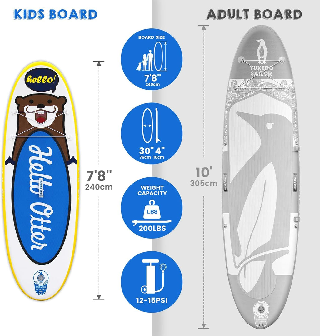 Tuxedo Sailor Stand Up Paddle Board for Kid 7'8'×30'×4' Youth Inflatable Paddle Board for Child Beginner Touring