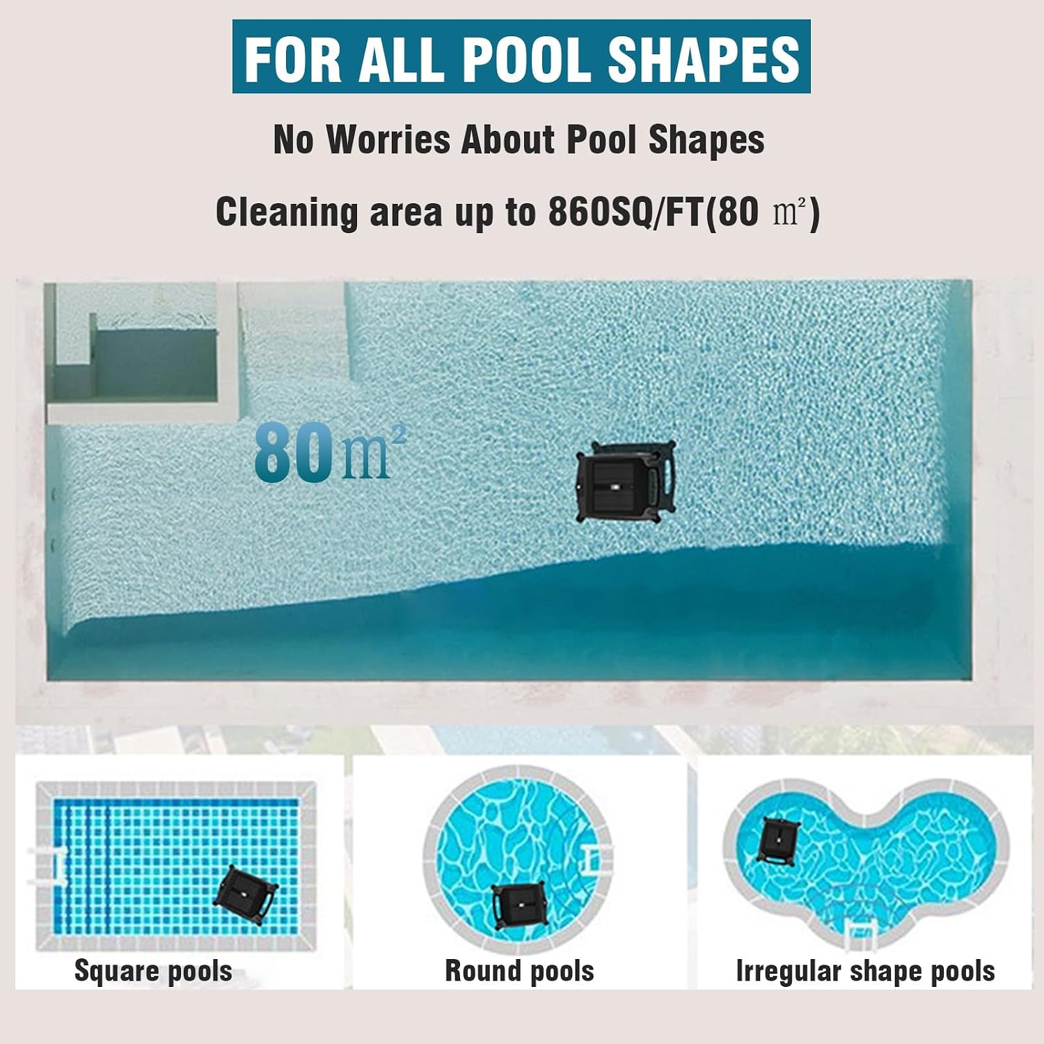 Solar Rechargeable Dual-Mode Pool Clening Robot, Cordless Robt Pool Cleaner, Solar Automatic Robot Pool Skimmer,Pool Vacum for Above Ground Pool