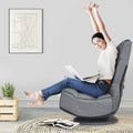 FANTASK 360 Degree Swivel Floor Chair, Folding Floor Sofa w/ 5 Adjustable Positions & Backrest, Lazy Lounge Chair for Relaxing Reading Gaming TV Watching (Gray)