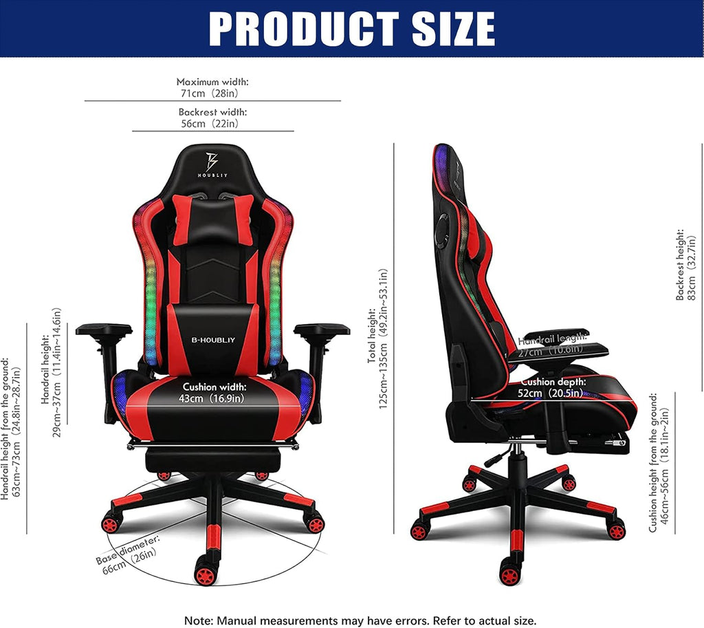 Gaming Chair,Ergonomic Gaming Chair with Speakers and LED Light High Back 7-Point Massage Game Chairs,90°-180°Reclining Gaming Chair,Adults Teens Computer Chair.,White