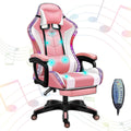 RGB Gaming Chair with Speakers and Footrest, Ergonomic High Back PC Game Chair with Massage Lumbar and Adjustable Armrest, Swivel Racing Chair PU Leather Computer Chairs,Pink