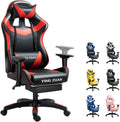 Ergonomic Gaming Chair with Latex Seat, High Back Computer Office Chair with Speakers & Massage Lumbar Support, 3D Adjustable Armrests, Retractable Footrest, 138° Reclining for Adults(Black+Red)