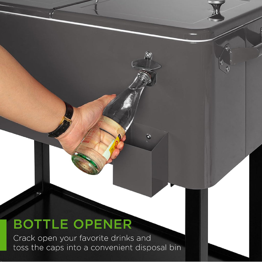 Best Choice Products 80-Quart Outdoor Steel Rolling Cooler Cart w/Ice Chest, Bottle Opener, Catch Tray, Drain Plug, Locking Wheels