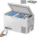 Setpower RF25 (Grey) 27 Quart Electric Cooler – 12/24V DC Car Refrigerator with PG216 Portable Power Station and Slide, Ideal for Vehicles, Camping, Truck, Van, RV, SUV, Road Trips & Travel