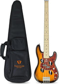 Traveler Guitar TB-4P Sunburst Bass | Travel Guitar with Aux-in | 4 String Bass Guitar with 22 Jumbo Frets | Full 32' Scale Portable Electric Bass Guitar | Headless Guitar with Custom Gig Bag