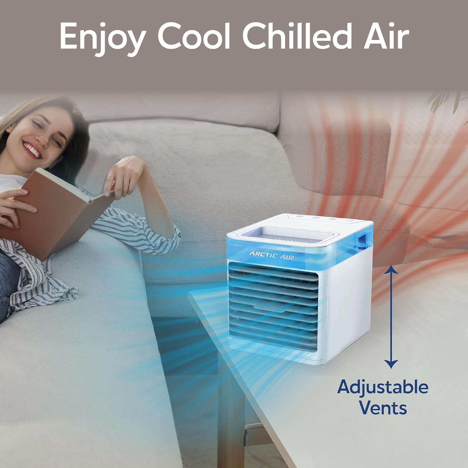 Arctic Air Pure Chill 2.0 Evaporative Air Cooler by Ontel - Powerful, Quiet, Lightweight and Portable Space Cooler with Hydro-Chill Technology For Bedroom, Office, Living Room & More,Blue (Pack of 4)