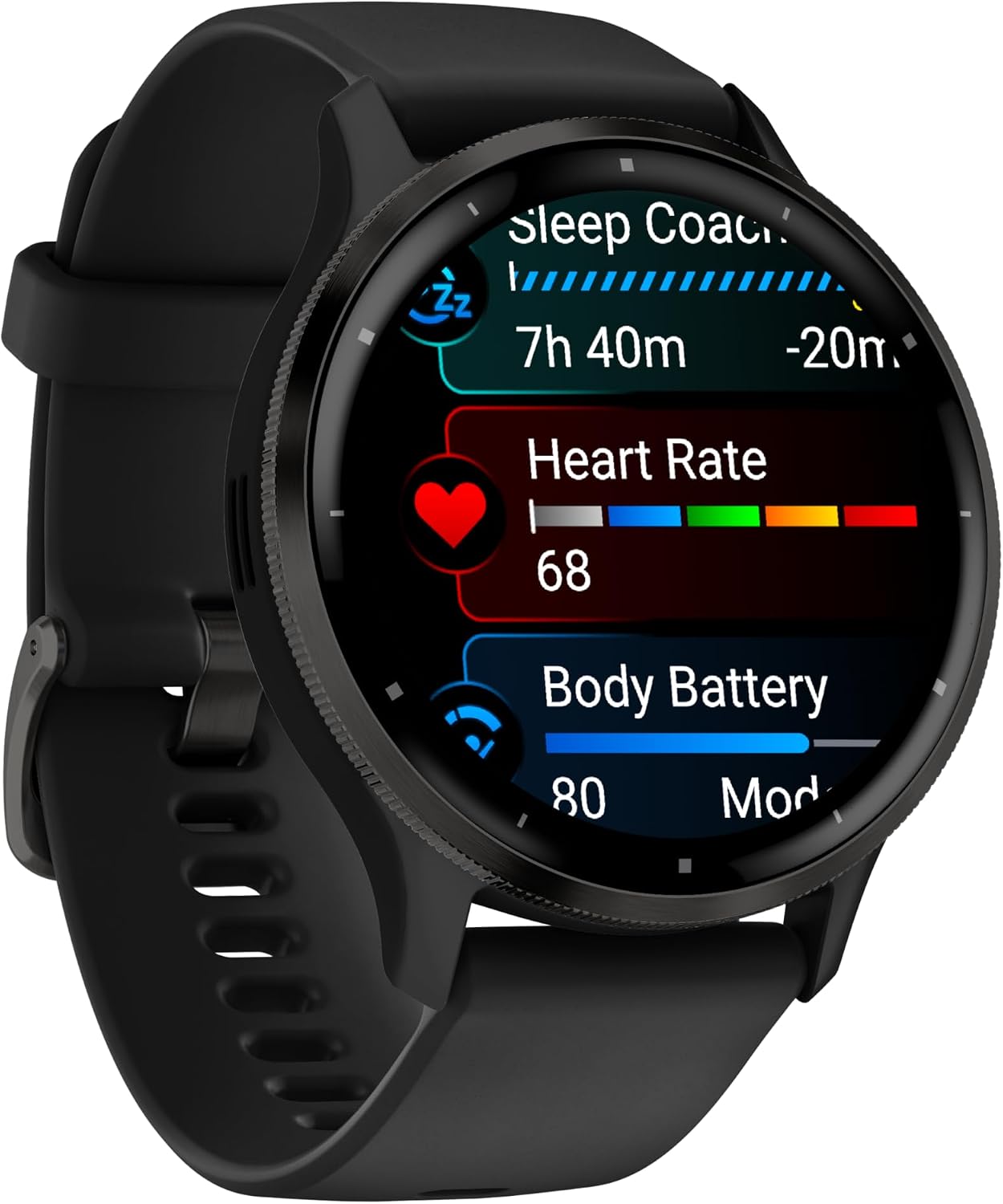 Garmin Venu 3 Advanced Fitness and Health Tracker Smart Watch with Slate Stainless Steel Bezel and 45 MM Black Case and Silicone Band 1.4 Inch AMOLED Touch Screen Display
