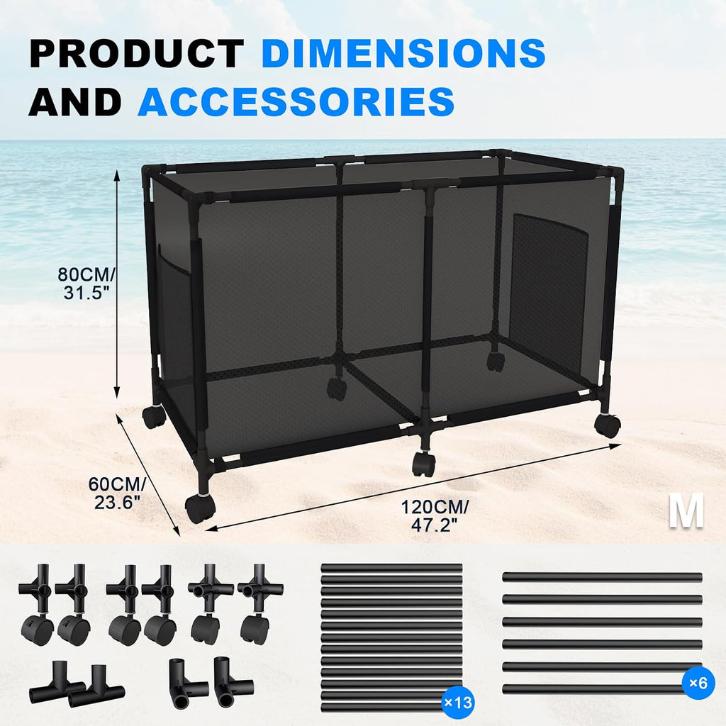 Version 2 Metal Pool Storage bin,Poolside Storage Organizer,Holder for Outdoor, Pool, Patio, Garden,Organizer for Toys,Floats, and Swimming Equipments,2-Size (MEDIUM)