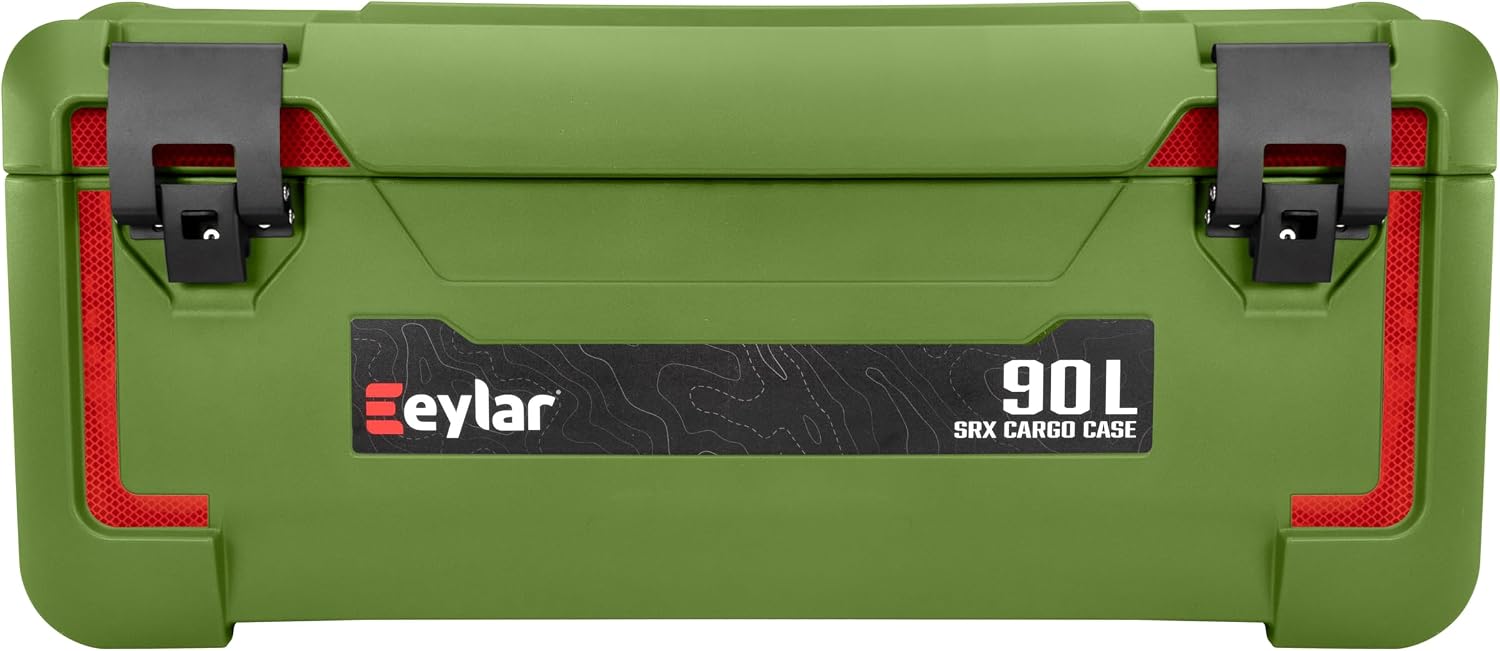 SRX-90 Overlanding Cargo Case – 90L Waterproof Storage Box for Camping, Off-Road & Truck Bed Gear – Heavy-Duty Lockable Storage with Gas Strut Lid, Stackable Design & Interior Organizer Tray (Green)