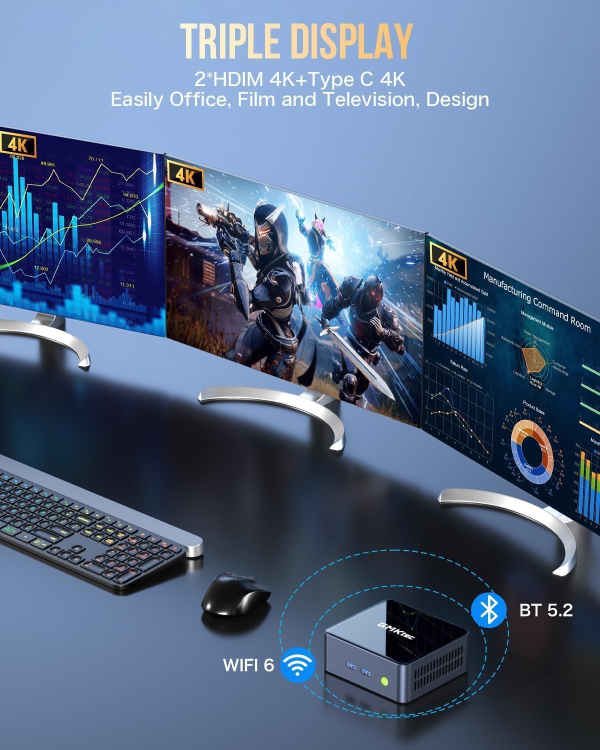 GMKtec Mini PC Intel Core i7-1195G7 (up to 4.8 GHz) 32GB DDR4 1TB SSD Desktop Mini Computers WiFi 6, BT 5.2/ DP, HDMI/RJ45 2.5G/USB4.0