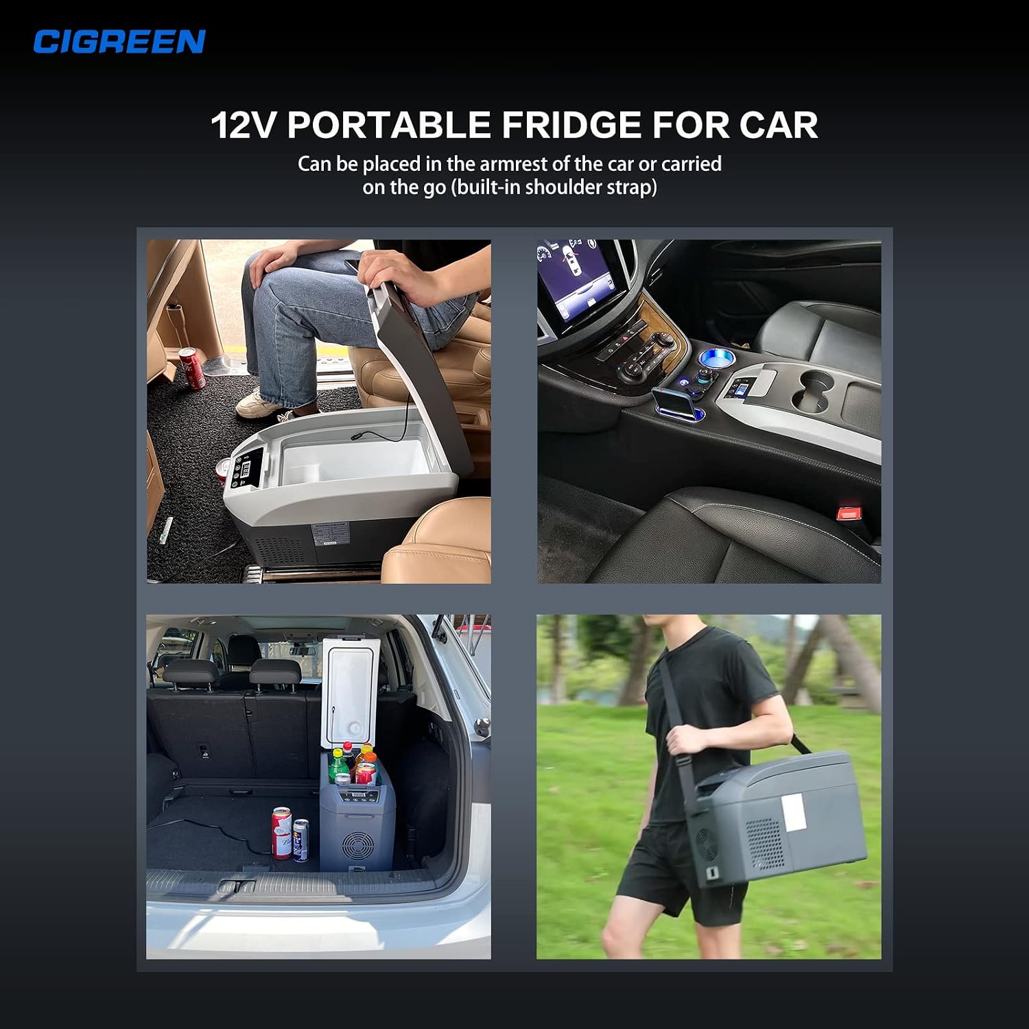Portable Fridge Freezer Portable Refrigerator for Car 12V Refrigerator Car Cooler Compressor Cooling -0.4℉~50℉ Home and Car Use (15QT, 15L)
