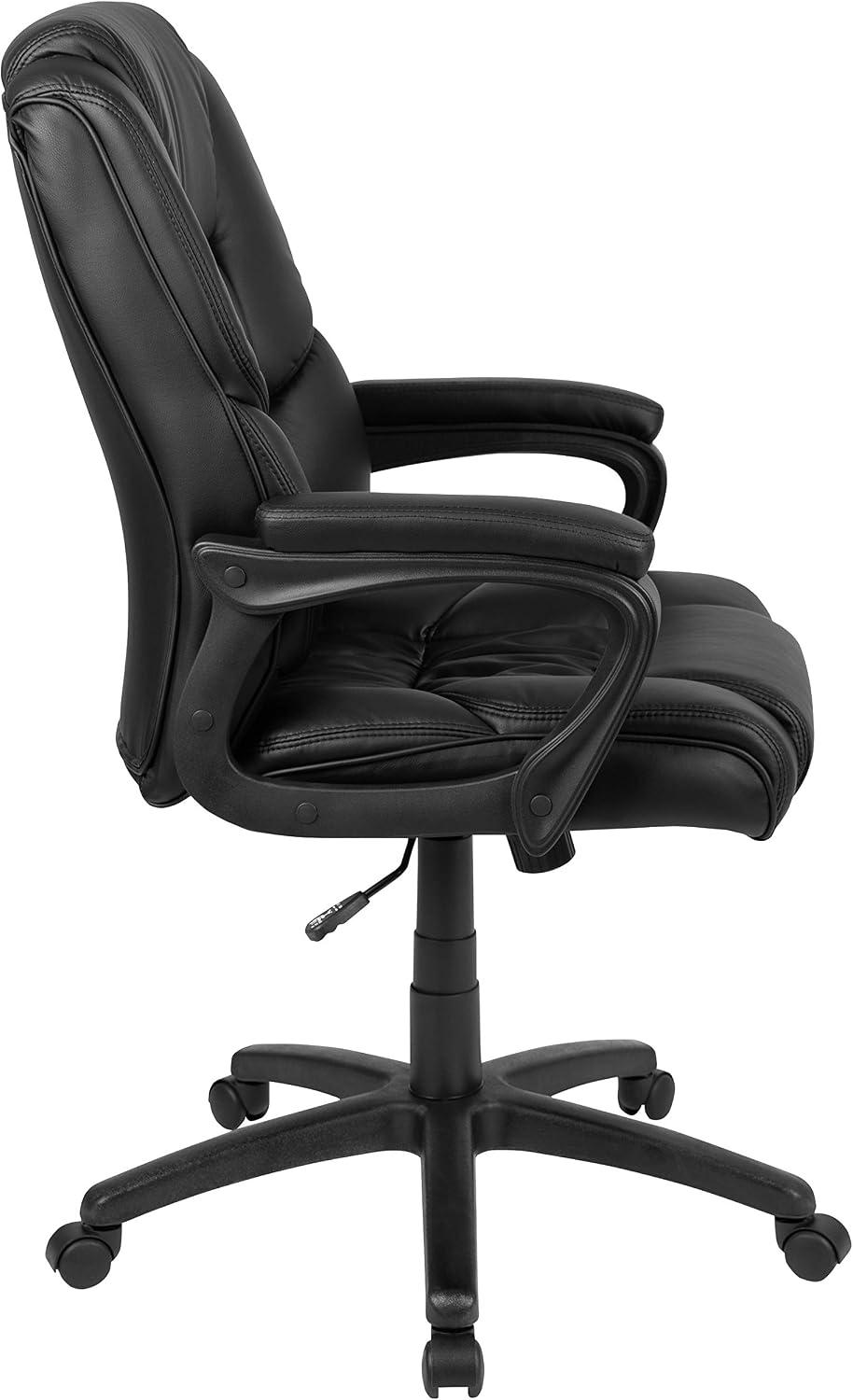 Flash Furniture Fundamentals Big & Tall Swivel LeatherSoft Office and Gaming Chair, Ergonomic Office Chair with Padded Armrests and Adjustable Height, Black