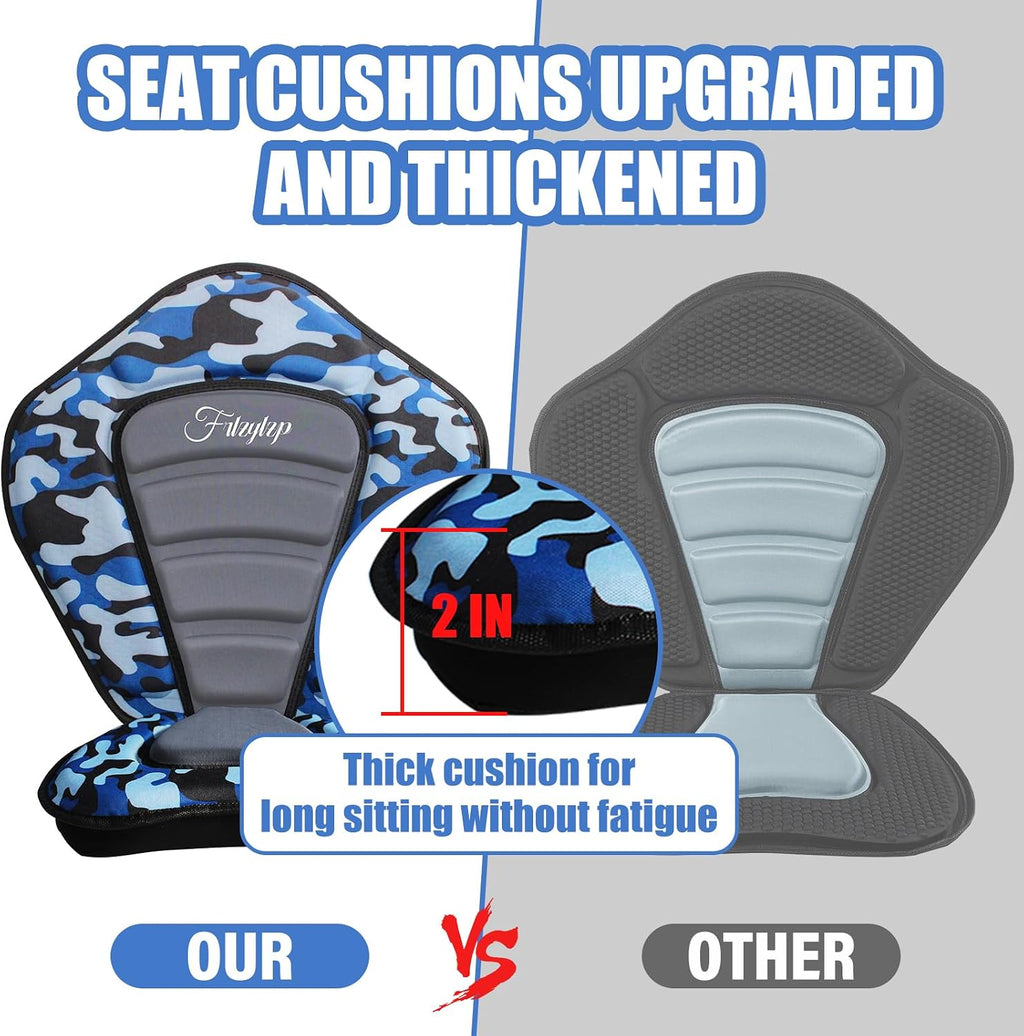 Thickened Kayak Seats - Premium Shockproof Seats with Back Support for Kayaking, Canoeing, Fishing, Paddle Boarding - Comfort, Versatility and Extra Storage