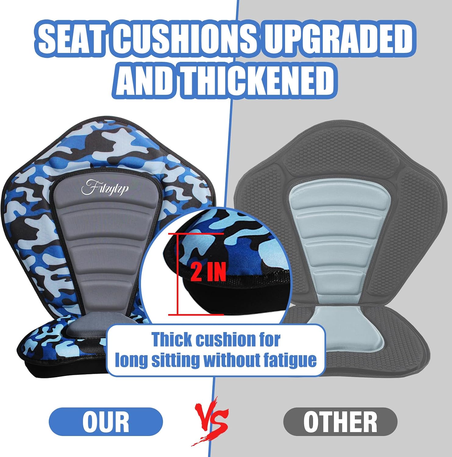 Thickened Kayak Seats - Premium Shockproof Seats with Back Support for Kayaking, Canoeing, Fishing, Paddle Boarding - Comfort, Versatility and Extra Storage