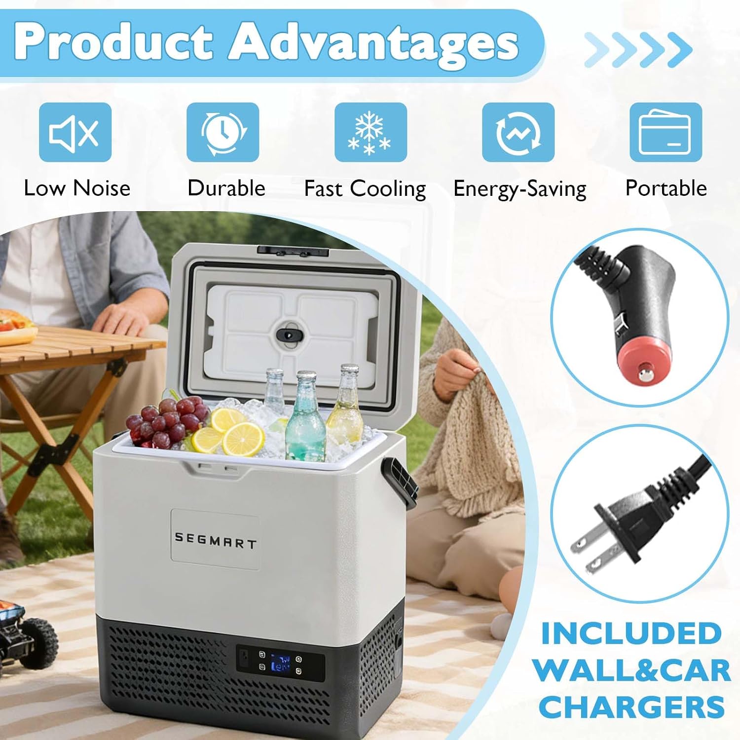 Anwick 12 Volt Refrigerator, Portable Fridge for Car with -20℃ Compressor, Car Cooler for Vehicle with 12v/24v & 220v Ac, Portable Freezer for Travel Camping Rv Home