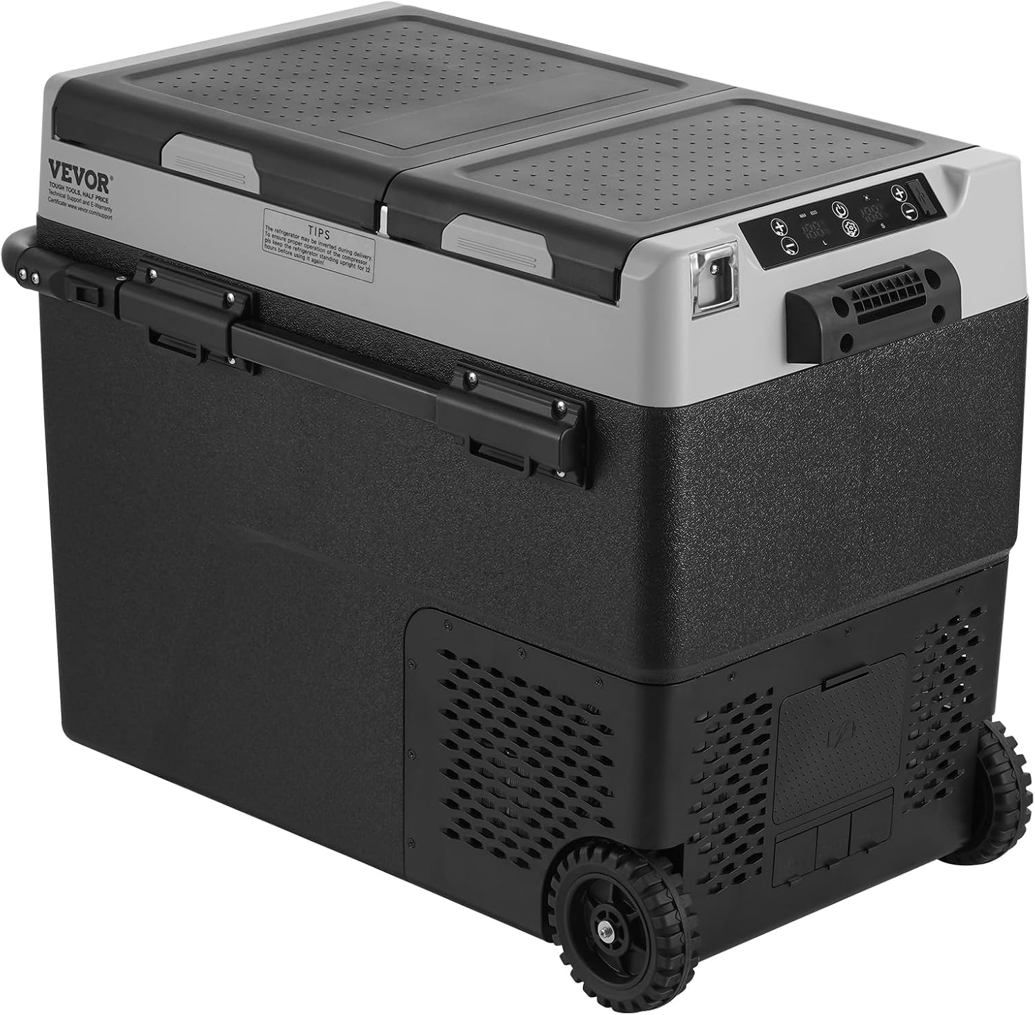 VEVOR Car Refrigerator 58L / 61.5 QT, Dual Zone 12 Volt Compressor Fridge, -4℉ to 68℉ Adjustable, Portable Freezer Cooler for Car, RV, Camping, Home