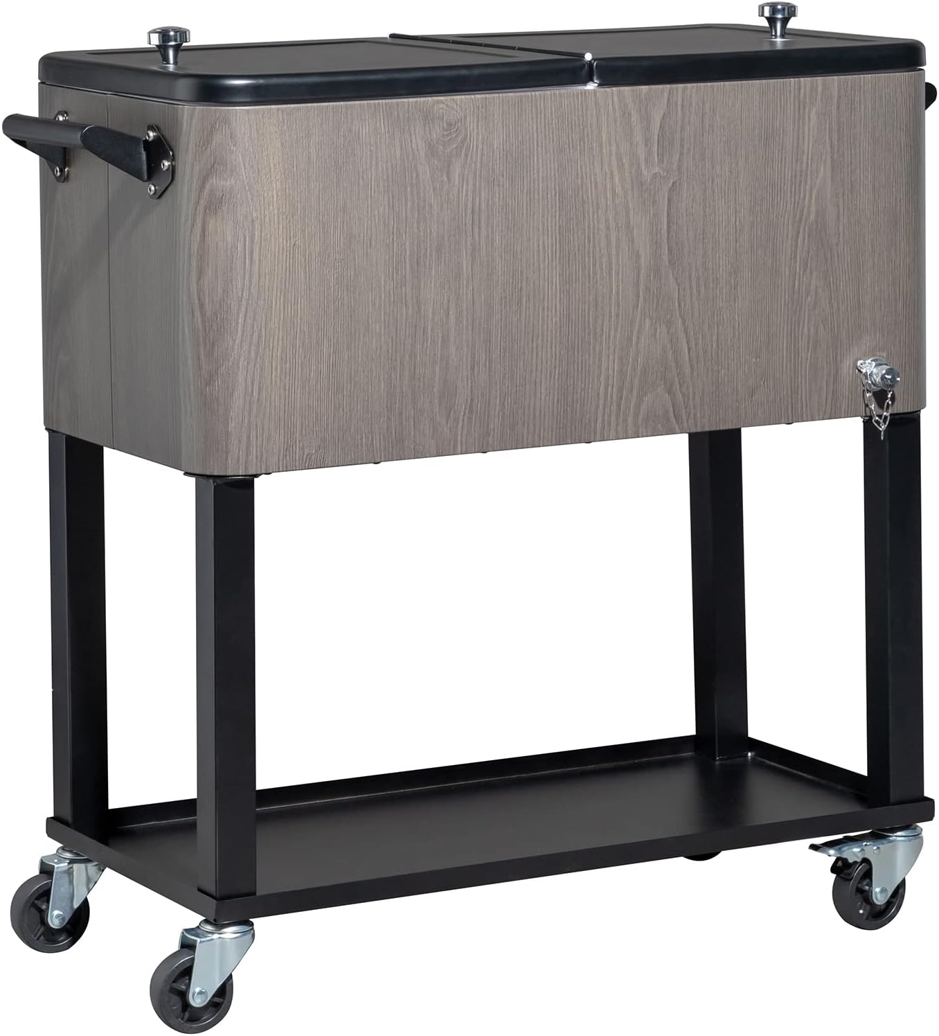VINGLI 80 Quart Rolling Ice Chest on Wheels, Patio Cooler Cart, Beverage Rolling Cooler for Outdoor Patio Deck Party