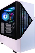 Periphio Castle Gaming PC, AMD Ryzen 5 5600GT up to 4.6 GHz with Radeon Vega 7 Graphics, 32GB DDR4 RAM, 1TBNVMe SSD, WiFi, Windows 11 Home Desktop Computer, RGB, White, 1080p PC Gaming