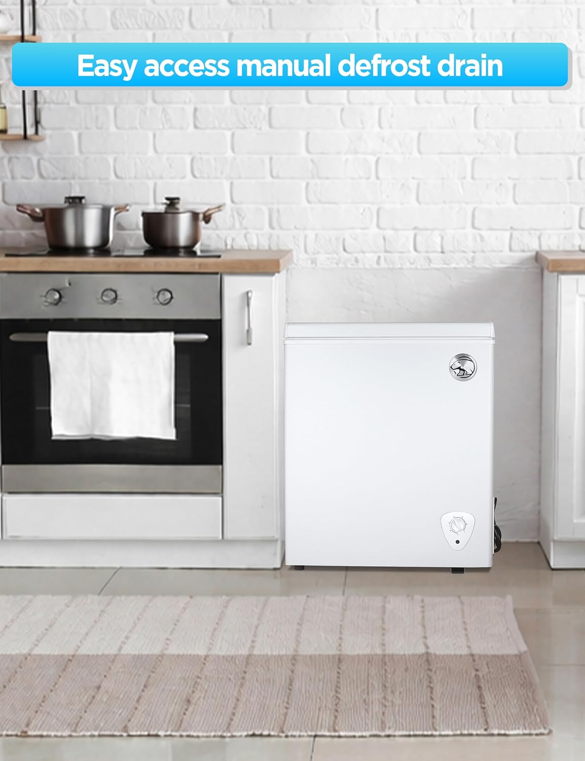 Commercial Cool 2.8 Cu. Ft. Compact Chest Freezer, Textured Finish, Deep Freezer for Frozen Food Storage, Removable Storage Basket, Mechanical Temperature Control, R600a Refrigerant, CCFW28, White