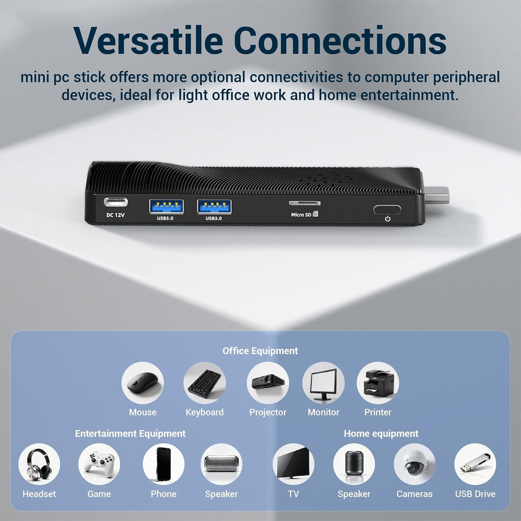 Mini PC Stick Fanless Win 10, Micro Computer Pentium N4200, 4GB RAM 64GB eMMC, Gigabit Ethernet, 4K@60Hz Output, WiFi BT 5.0, for Industrial IOT, Business, Office & Digital Signage