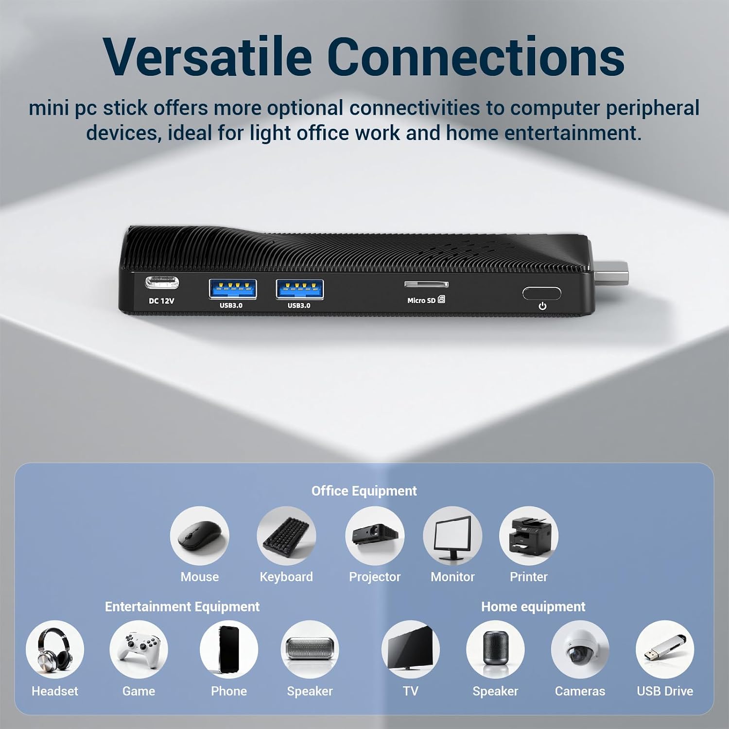 Mini PC Stick Fanless Win 10, Micro Computer Pentium N4200, 4GB RAM 64GB eMMC, Gigabit Ethernet, 4K@60Hz Output, WiFi BT 5.0, for Industrial IOT, Business, Office & Digital Signage