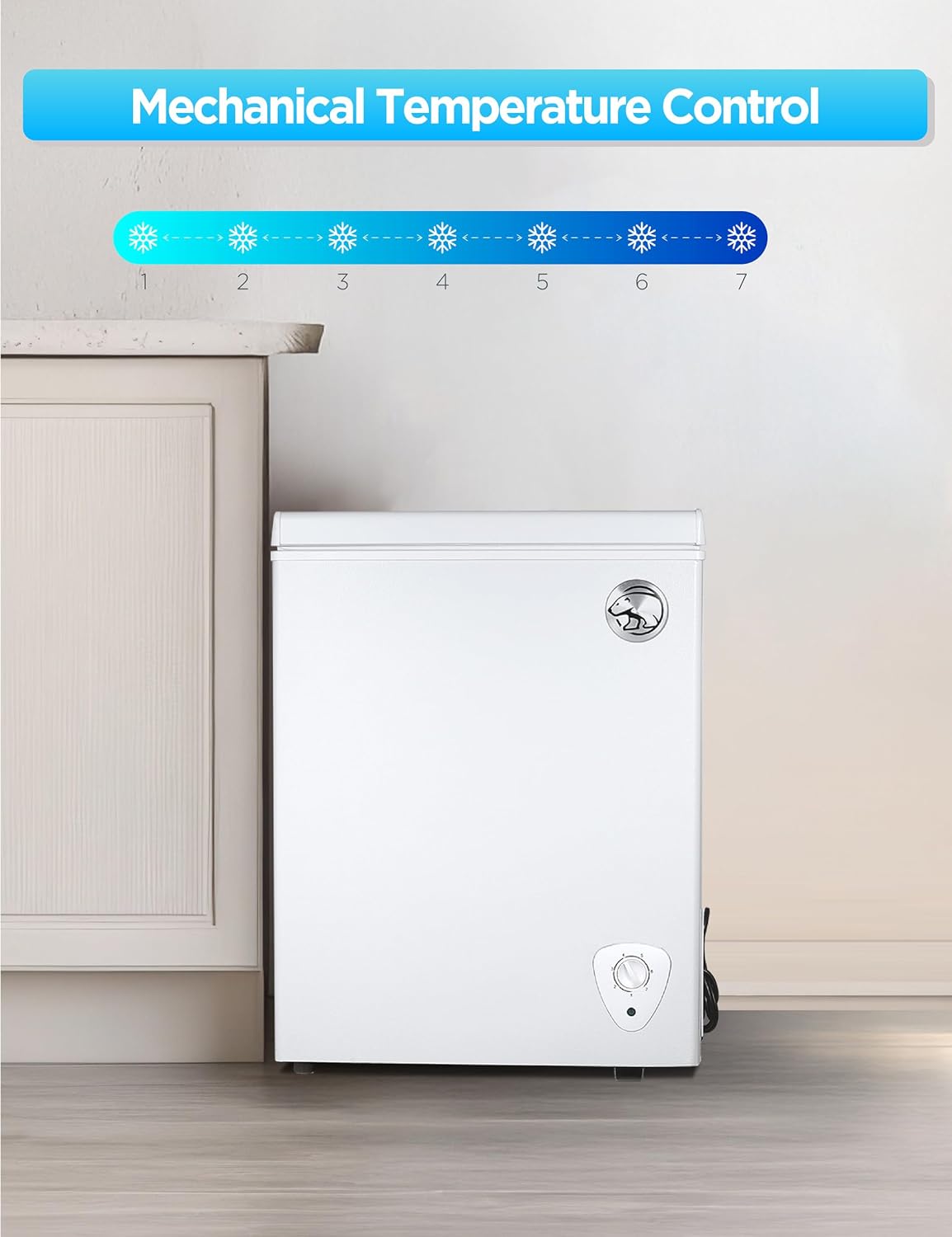 Commercial Cool 1.8 Cu. Ft. Compact Chest Freezer, Textured Finish, Deep Freezer for Frozen Food Storage, Removable Storage Basket, Mechanical Temperature Control, R600a Refrigerant, CCFW18, White