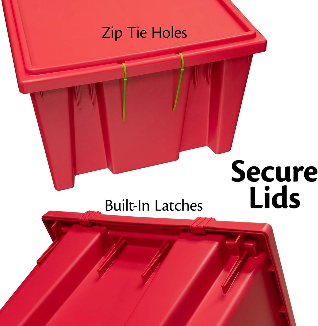 Akro-Mils 35225 Nest and Stack Plastic Storage Bins, Heavy Duty Industrial Strength Totes for Storage, Transportation and Material Handling Boxes, 23-1/2' L x 19' W x 10' H, Red, 3-Pack