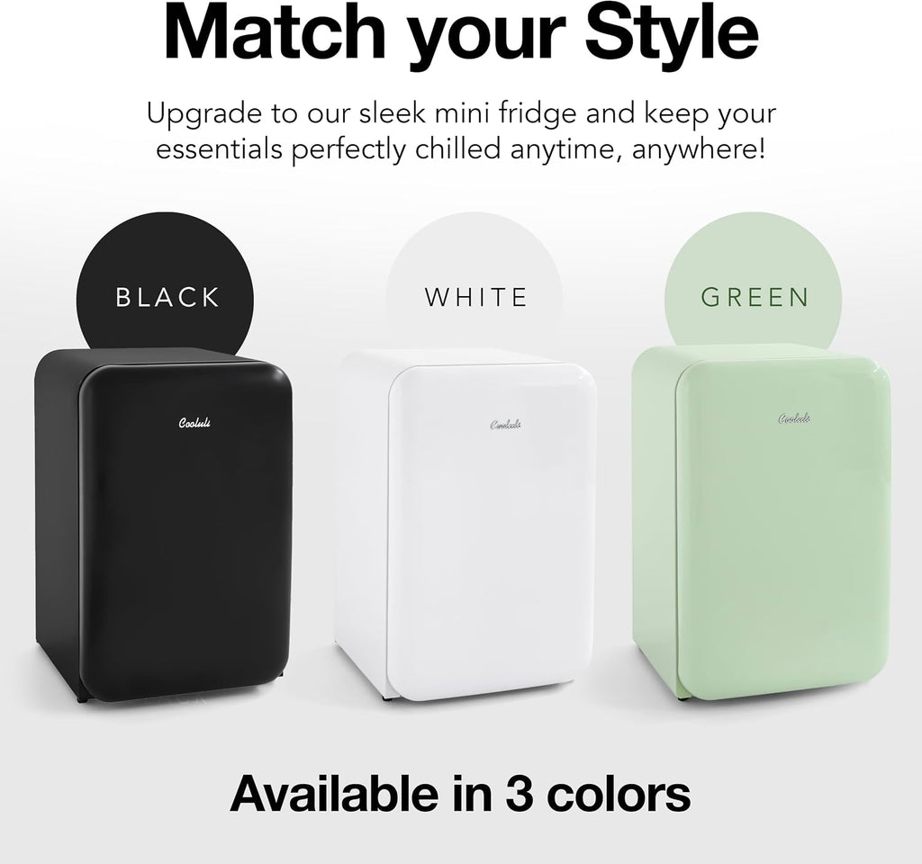 Cooluli Curve 3.8 cu ft Mini Fridge with Freezer - Small Refrigerator for Bedroom, Office, Dorm Room (Green, 3.2 cu.ft Refrigerator, 0.6 Freezer)