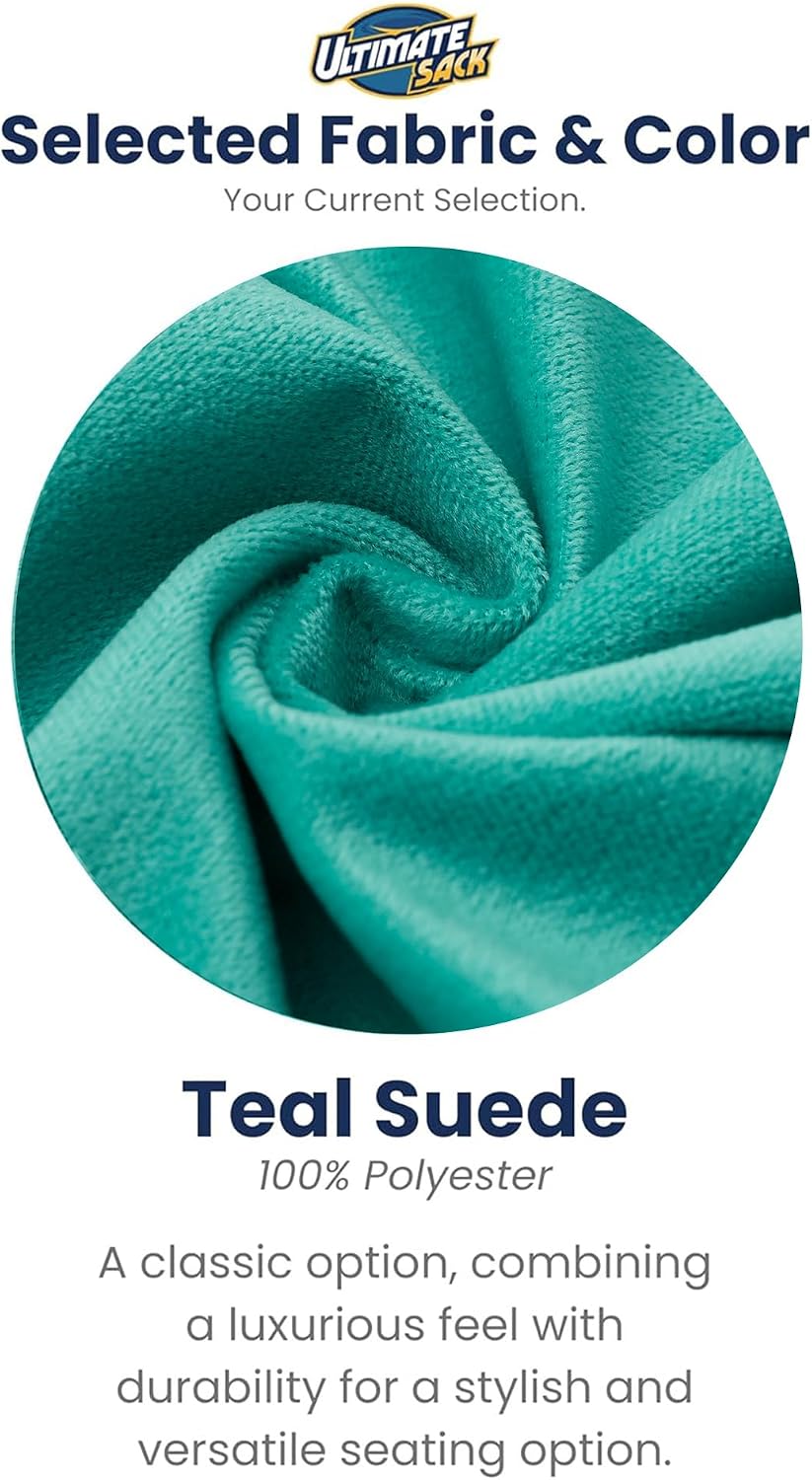 ULTIMATE SACK 5000 5-Foot Bean Bag Chair, Teal Suede Cover – Oversized Foam Lounger, Floor Seat, Small Sofa, or Couch Bed for Living Area, Gaming Room, or Reading Lounge