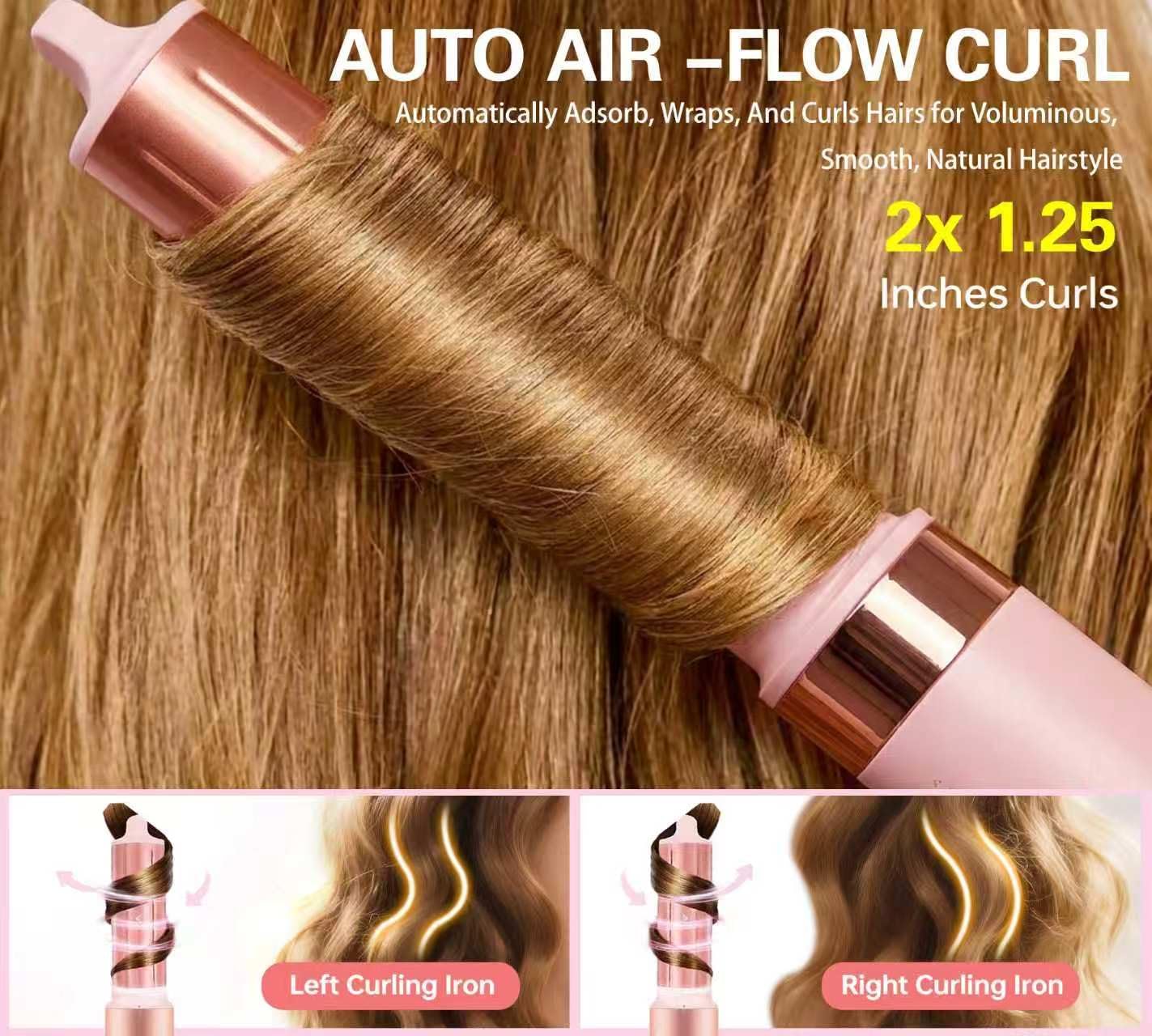 ABNER 6 in 1 Professional Hot Air Styler Auto Curler - Powerful Hair Dryer Brush & Straightener Set, Fast Drying Curling Volumizing Straightening, Styling Without Heat Damage, for All Hair Lengths