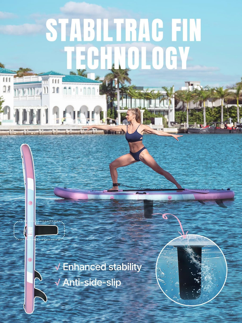 Niphean Inflatable Stand up Paddle Board with StabilTrac Fin, 400LBS Capacity & Wide EVA and Ergonomic Kayak Seats with Back Support