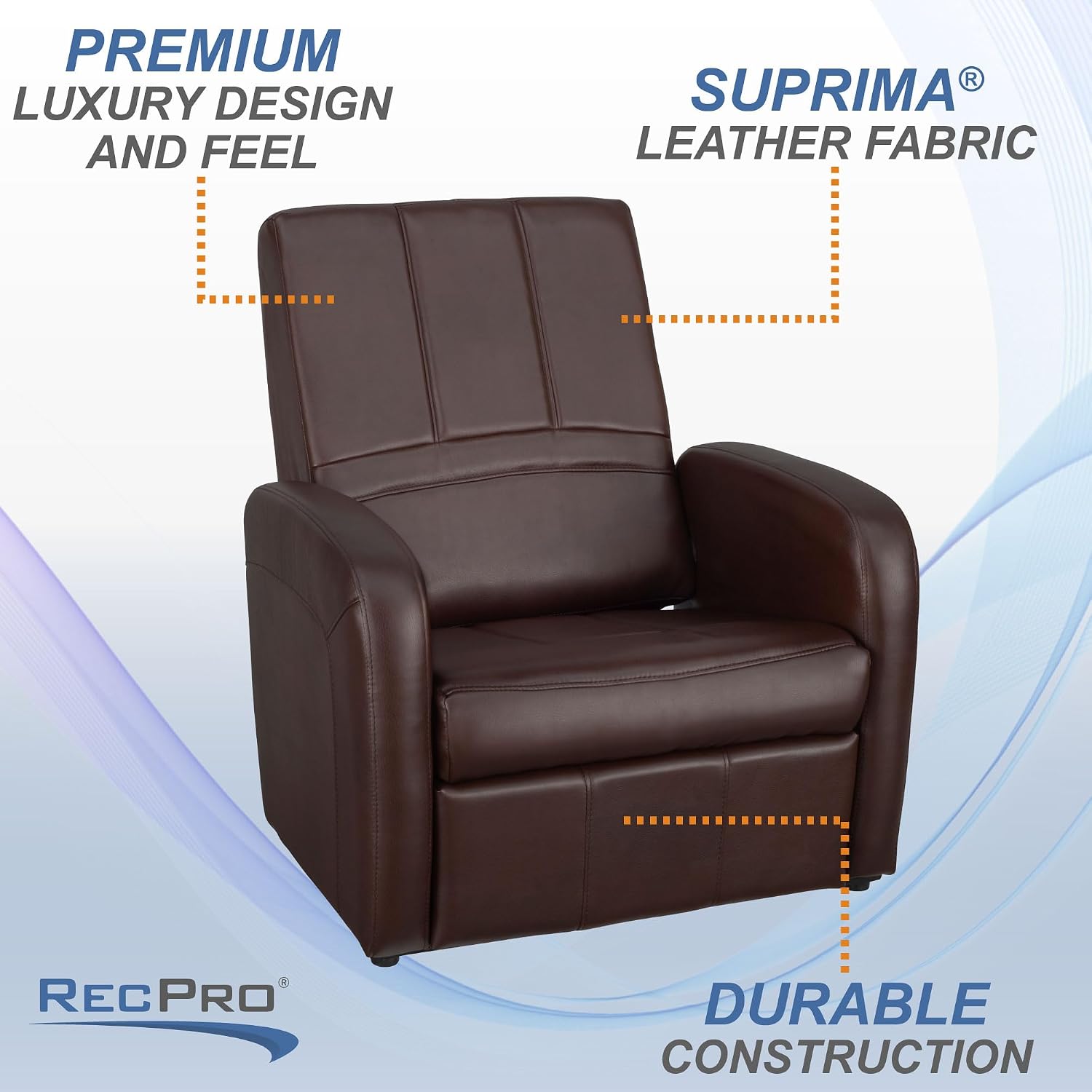 RecPro Charles RV Gaming Chair Ottoman Conversion | Built-in Storage | RV Furniture | Great for Teens | Mahogany