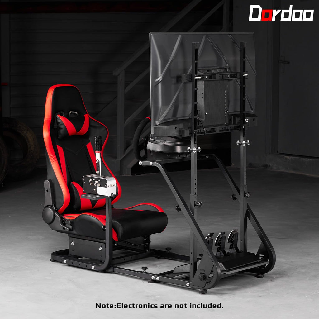 Dardoo G923 Racing Simulator Cockpit with Monitor Mount Fit for Logitech G25 G27 G29 G920, for Thrustmaster T150 T300,Simulator Cockpit with red Seat,Without Wheel,Pedal,Shift and Monitor