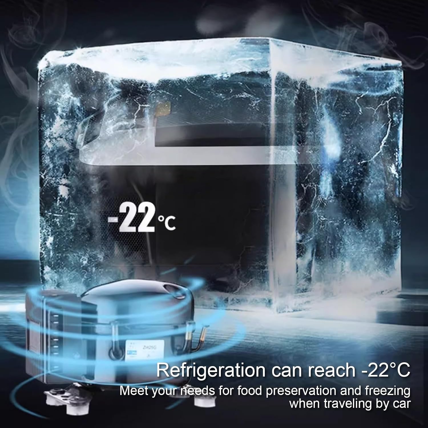 12V Car Refrigerator, Small Car Fridge with Compressor, Electric Portable Freezer for Truck, Boat, Camping, Travel, Home
