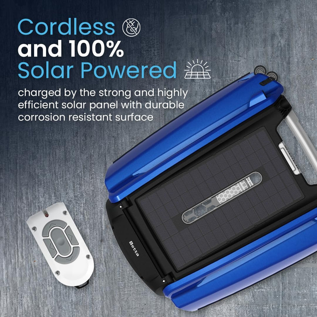 Betta SE Solar-Powered Robotic Automatic Pool Skimmer Cleaner with Carrying and Storage Bag, 24/7 Continuous Cleaning Power, Pool Skimmer Anti-Stuck Foam Noodle, and Twin SCT Motors (Blue)