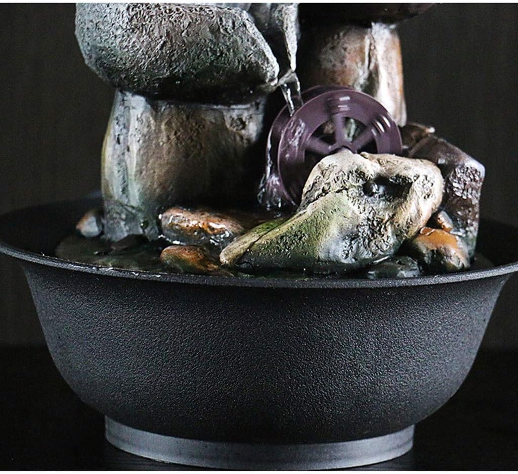 Water Fountain Desktop Ornament Stacked Rocks Water Fountain Decoration Cool Indoor Outdoor Portable Electric Tabletop Decorative Zen Meditation Waterfall Decor Kit W/Submersible Pump Zen Meditation