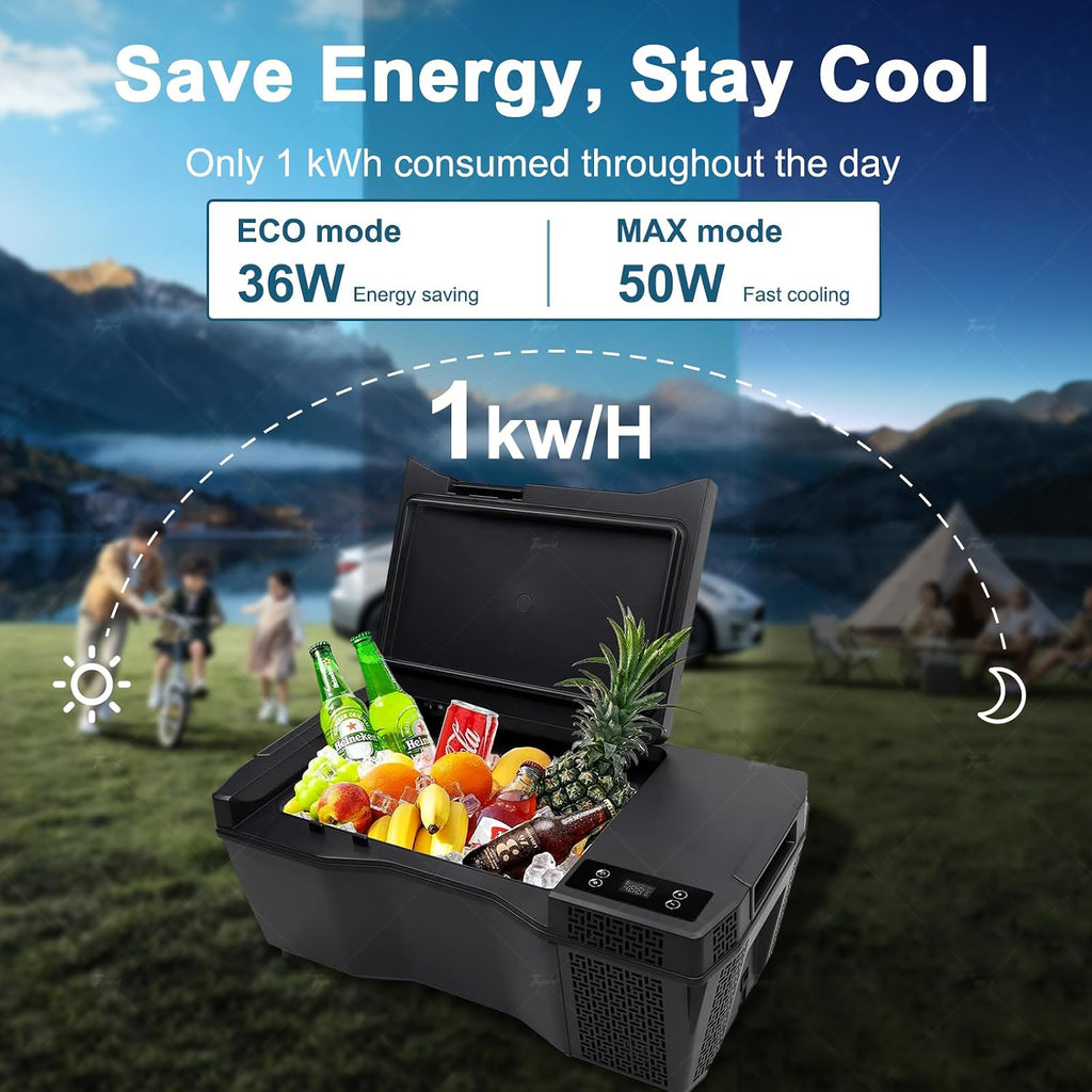 Tlyard Car Refrigerator for Tesla Cybertruck, 25L Tesla Cybertruck Trunk Fridge with APP Control, DC 12/24V Cybertruck Freezer Compressor Electric Cooler for Outdoor Camping Road Trip