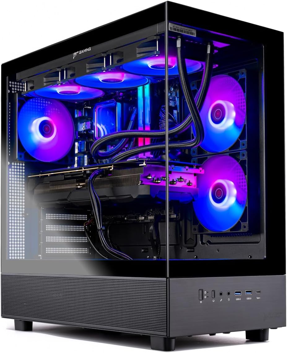 Skytech Azure Gaming PC Desktop, Ryzen 7 7700 3.8 GHz (5.3GHz Turbo Boost), NVIDIA RTX 5070 12GB GDDR7, 1TB Gen4 NVMe SSD, 32GB DDR5 RAM 6000 RGB, 850W Gold PSU, Wi-Fi, Win 11