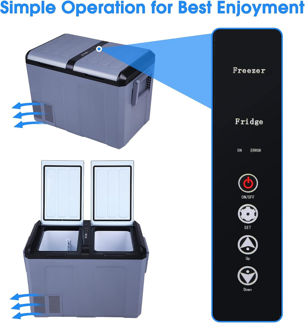Car Refrigerator 12v Portable Fridge for Car, Auto Dual 52 Quart (49L) Portable Freezer Electric Compressor Cooler for Truck Van RV SUV Boat Camping Travel Road Trips and Home use 12V/24V DC, -7℉~68℉
