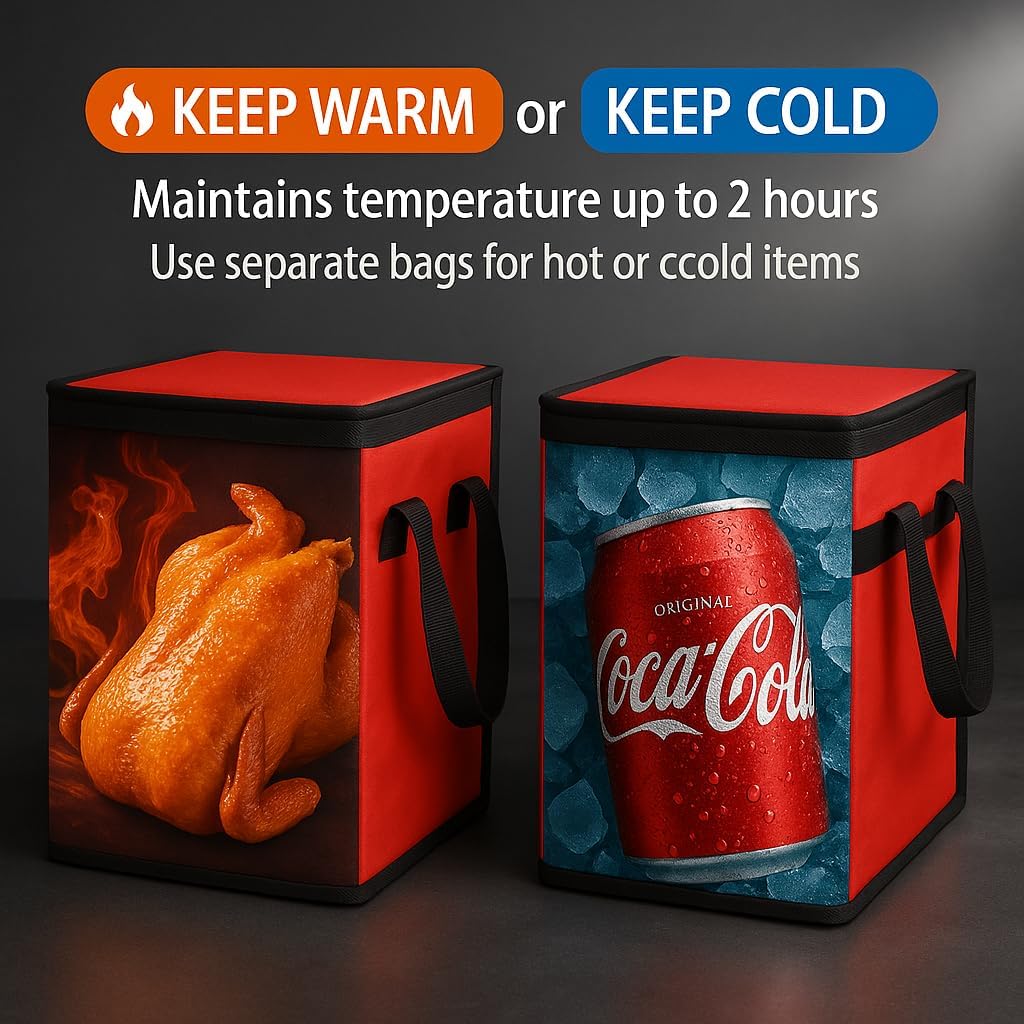 musbus 5 PACK RED extra large XXXL Insulated Food Delivery Bag Cooler Bags Keep Food Warm Catering Therma for doordash Catering Cooler Bags Keep Food Warm Catering Therma Catering Shopper hot XXXL