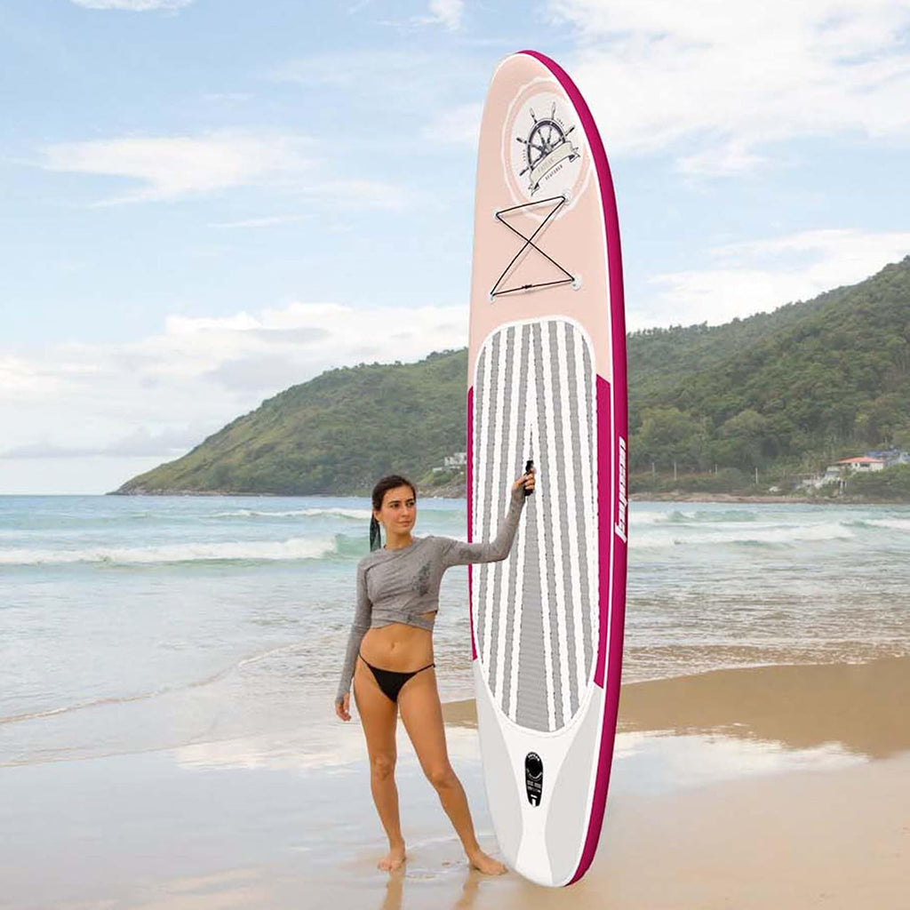 Inflatable Stand Up Paddle Board Non-Slip Deck, 11'×33'×6' Complete SUP Accessories for All Skill Levels, Wide Seat & Safety Leash, 3 Fins, Adjustable Paddle, Pump & Carrying Backpack